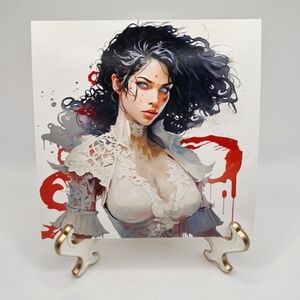 4x4‎ Blue Eyed Woman Fantasy Wall Art Watercolor Oil Painting Print